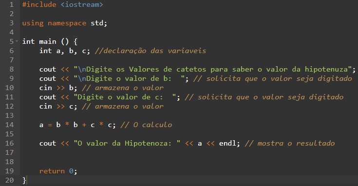 Exemplo de Código em C++